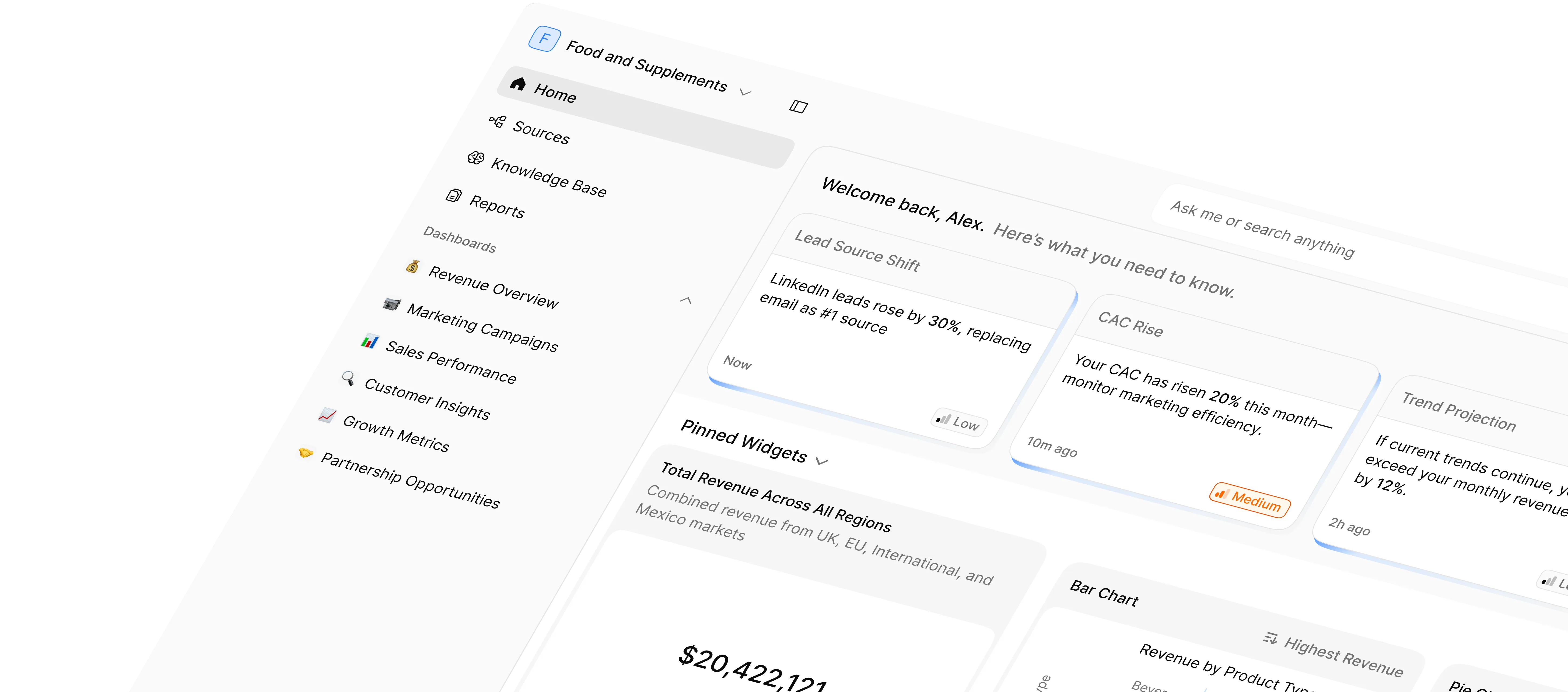 A rotated screenshot of the Menza AI platform
