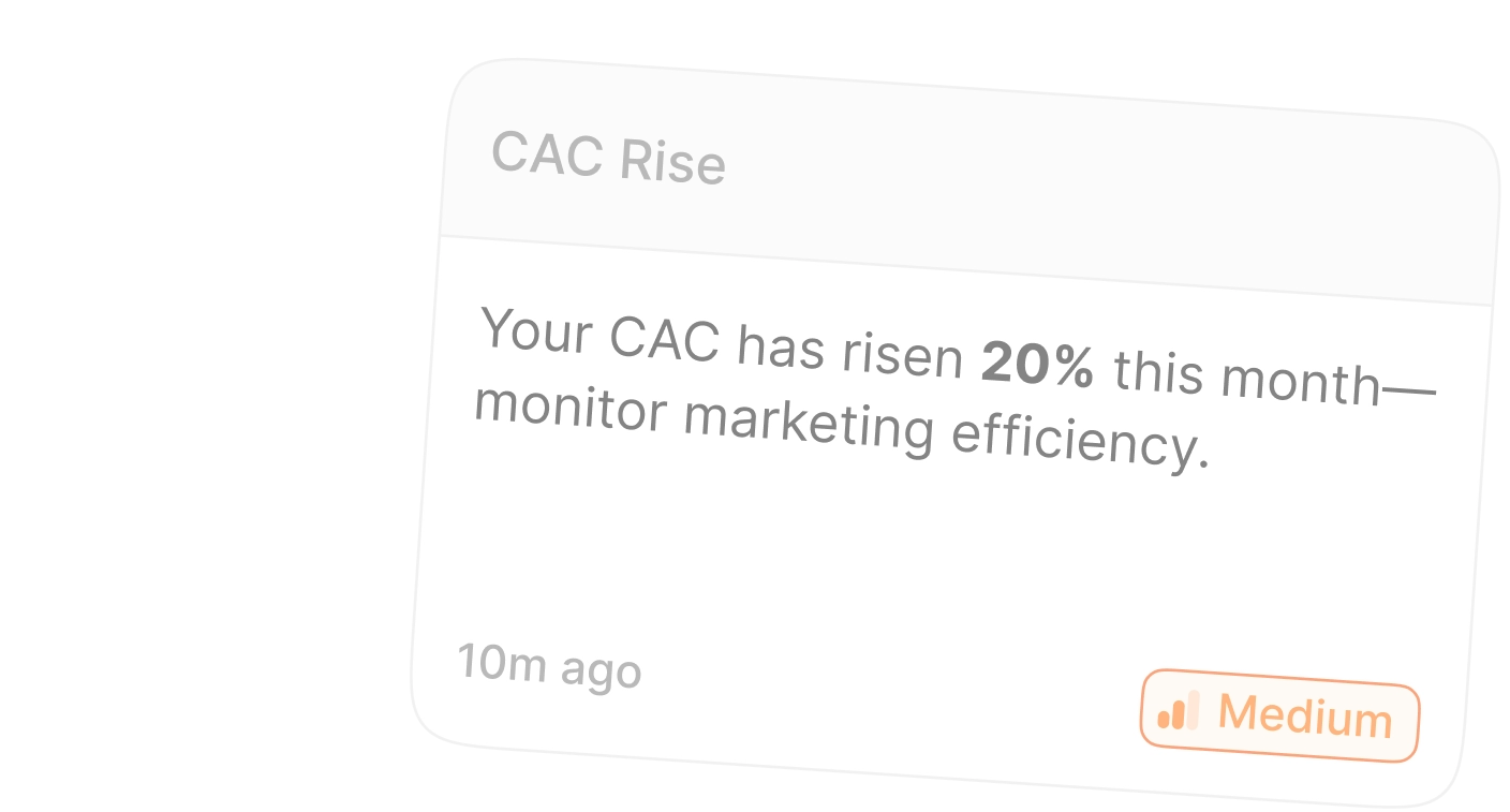 Lead source shift and CAC rise proactive insight cards